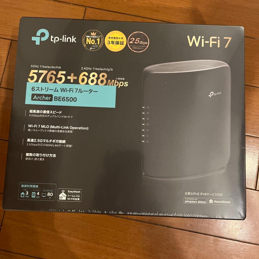 Wi-Fiルーター　tp-link Archer BE6500 Wi-Fiルーター 5765＋688Mbps Archer BE6500 [Wi-Fi 7(be) /IPv6対応
