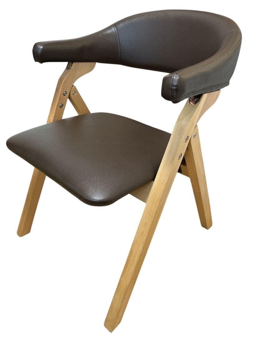 【美品】木製チェア ダイニングチェア 合皮座面 北欧風 折りたたみ式 椅子 ダイニングチェア パックス 木製座面 座面高43cm おしゃれ北欧 木製 肘