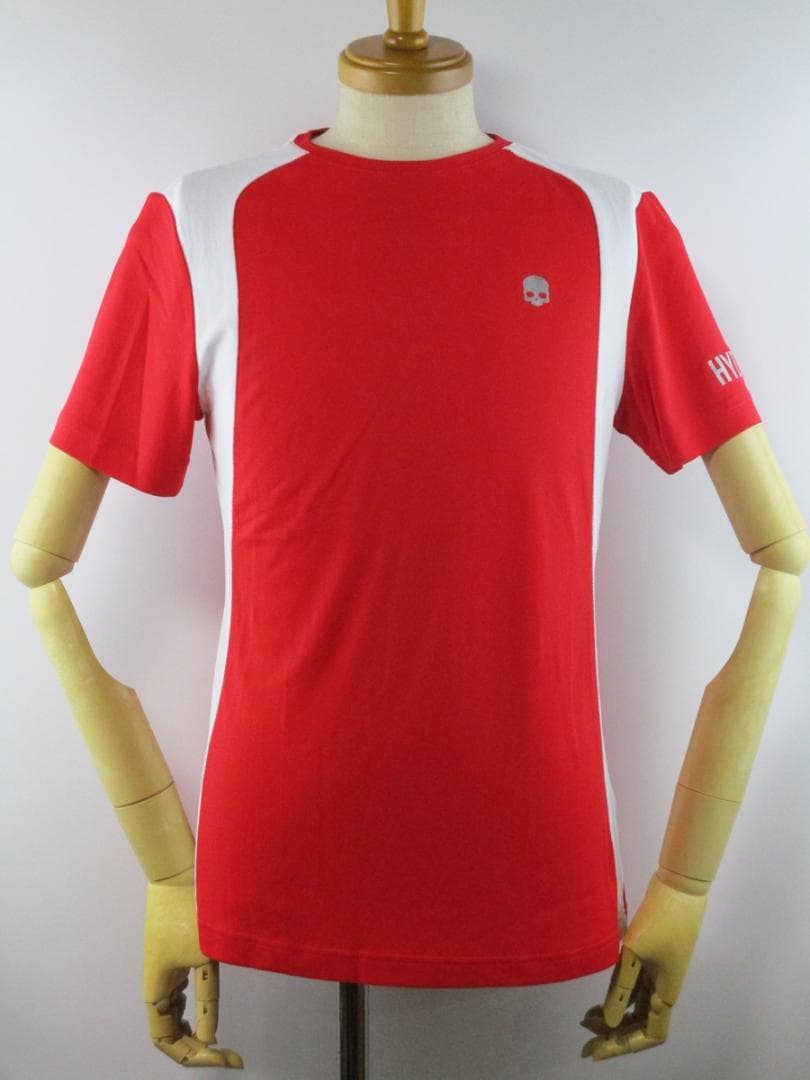 【ハイドロゲン・テニス】インレイ・テックＴシャツ★未使用★S★レッド×ホワイト HYDROGEN（ハイドロゲン） ジュニア(ユニセックス) スクラッチテック